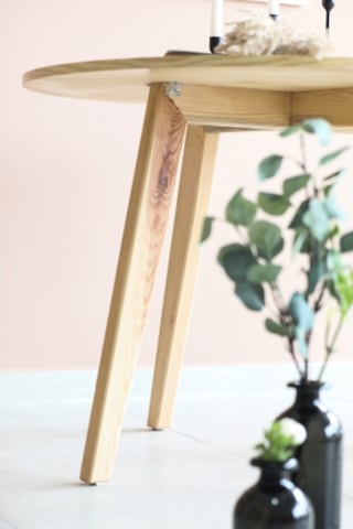 Naturalwood Yuvarlak Yemek Masası, Modern Çam Kaplama Yemek Masası, Toplantı