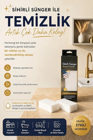 2'li Çok Amaçlı Sihirli Sünger Silgi Sünger Toz Ustası Temizlik Leke Çıkarıcı