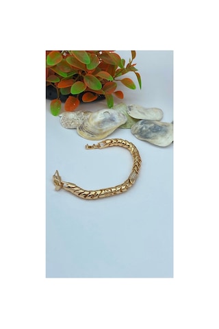 Xuping Rose Gold Renginde Şık Model Kalın Zincir Taşlı Bileklik Altın