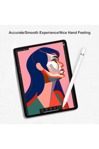 Skycity Beyaz 1.45mm Uçlu Şarj Edilebilir Kalem - Android/ıos Uyumlu, 140mah Pil, Yumuşak Yazı, Ekran Koruyucu, Taşınabilir