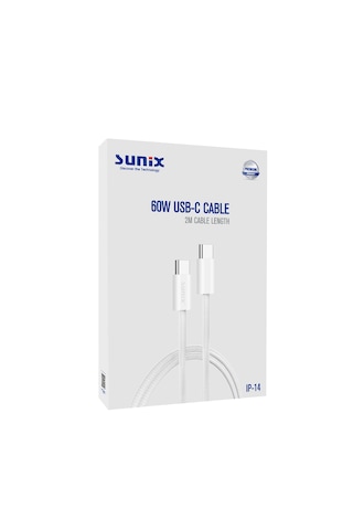 Sunix 2 - metre 60w Type c To Apple Uyumlu iPhone 15 / 16 17 Samsung xiaomi redmi huawei honor laptop tablet telefon Süper Hızlı Hasır Örgülü Sağlam Ce fc rohs Lisanslı Thunderbolt Özellikli Yeni Nesil Kablo Metre