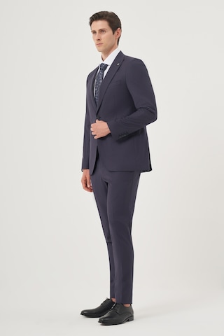 Morven Erkek Lacivert Yünlü 8-drop Trend Çizgili Slim Fit Sivri Yaka Takım Elbise 25mc001081200 Lacivert
