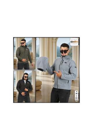 Lasgaris Jeans Erkek Softshell Mont Kapüşonlu, Çıkarılabilir Şapka Detaylı Siyah
