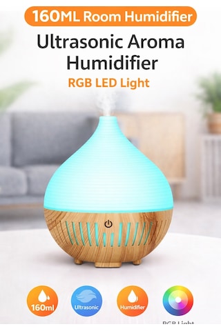 160ml Mini Oda Hava Nemlendirici Ultrasonic Aroma Humudifier Rgb Led Işıklı Buhar Makinesi
