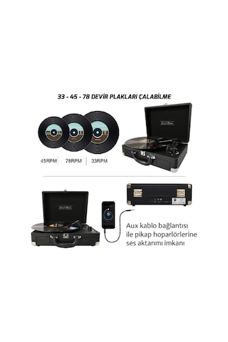 Record Master T310ch Şarj Özellikli Pikap - 33, 4