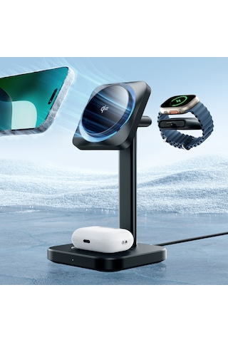 Esr Qi2 Cryoboost 3 İn 1 15w Magsafe Masaüstü Şarj Standı Apple Uyumlu iPhone Watch Ve Airpods Kablosuz