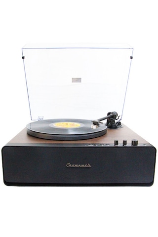 Nostaljik Ahşap Kaplama Pikap 33x45 Plaklar Bass Bluetooth Crownwell Vegas Plus Renk Siyah