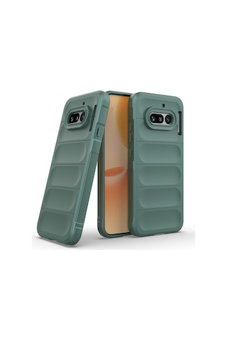 Maks Technology Nothing Phone 4a Kılıf Esnek Tpu Oyuklu Arka Yüzey Tasarımlı Mkst Etnik Silikon Kapak - Koyu Yeşil