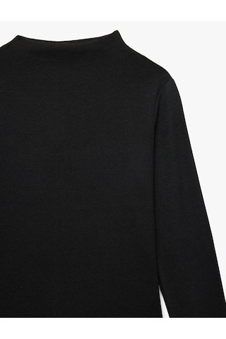 Koton Dik Yaka Modal Karışımlı Uzun Kollu Slim Fit Tişört Siyah 7wkg10187ak
