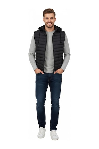 Erkek Büyük Beden Kapüşonlu Spor Yelek 5001 Bgl-st04896 Siyah