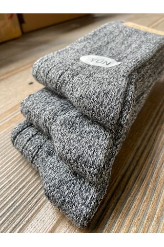 Erkek Örme Yün Çorap 12 Adet Siyah