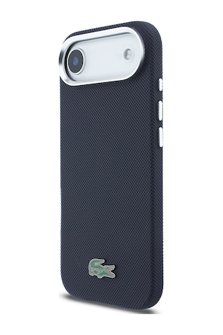 Apple iPhone 17 Air Kılıf Lacoste Lisanslı M-safe Uyumlu Pvc Pike Desenli İkonik Timsah Logolu Lacivert