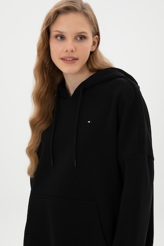 U.S. Polo Assn. Kadın Siyah Şardonlu Kapüşonlu Sweatshırt 50313567-VR046