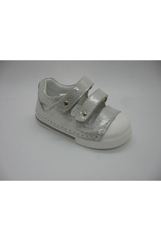 Angelokids Elma Şekeri 01103 Deri Ortopedik Ilk Adım Gümüş Sandalet 19-21 Gümüş