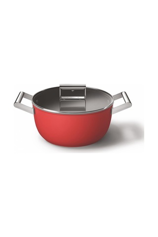 Smeg Cookware 50's Style Kırmızı Tencere Cam Kapaklı 4.6 L