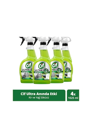 Cif Ultra Anında Etki Kir ve Yağ Çözücü 4 x 1025 ML