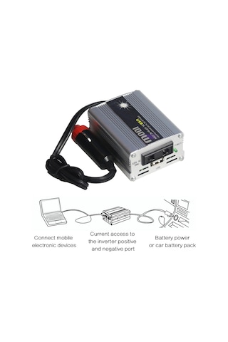 Vkemall "taşınabilir 100w 12v-220v Araç İnvertörü - Usb Çıkışlı, Aşırı Yük Korumalı"