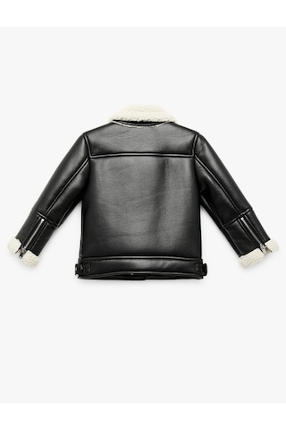 Koton Uzun Kollu Kruvaze Yaka Suni Deri Biker Ceket Siyah 6wmg20017aw Siyah