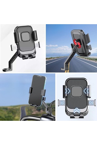 Motosiklet,bisiklet ,scooter Uyumlu Ayna Bağlantılı Telefon Tutucu