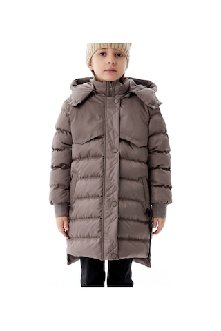 Benitto Kids Kız Çocuk Kapüşonlu Kışlık Şişme Mont 51356 Kahve