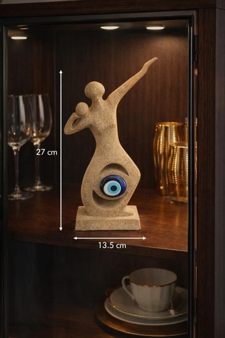 Nazar Boncuklu Modern Soyut Biblo El Yapımı Dekoratif Heykel Şık Vitrin & Kitaplık Aksesuarı 27 Cm