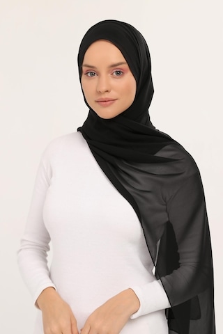 Altobeh Hazır Lüks Pratik Hijablı Şifon Şal Siyah