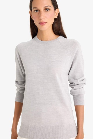 Defacto Relax Fit Bisiklet Yaka Basic Düz Triko Kazak I6913az25wngr456 Gri