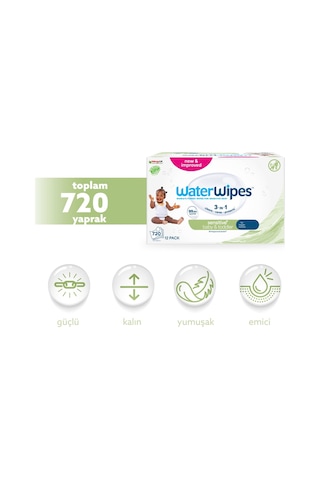 Waterwipes Bio Küçük Çocuk Islak Mendil 12x60 Adet 720 Yaprak - Toddler 12'li Set