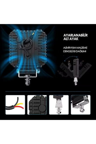 16 Ledli Piksel Model Off Road Sis Farı Beyaz-turuncu 2 Mod Çakarlı Çalışma Lambası 12-24 Volt