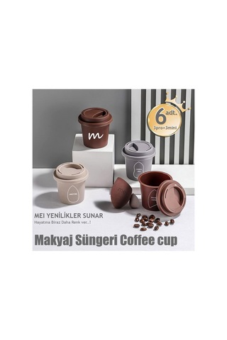 Makyaj Süngeri Fondöten Emmeyen Sponge 3lü Set 3 Pro 3 Mini Coffee Cup Hijyenik Dark