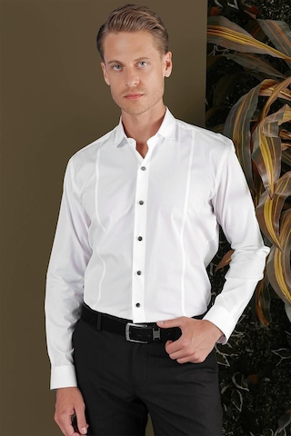 Efor Gk 700 Slim Fit Beyaz Klasik Gömlek Beyaz