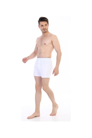 Çift Kaplan Erkek Penye Beyaz Boxer 805