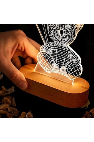 Balon Tutan Sevimli Ayıcık 3 Boyutlu Led Lamba Usb Bağlantılı Sarı Işık Genel