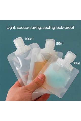 Dofolink Seyahat İçin Taşınabilir 3 Kapasite 30ml+50ml+100ml Mat Emülsiyon/şampuan Poşeti, Dökülme Engeli, Flipli Kapağı, 15 Adet Paket Diğer