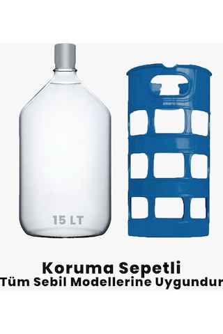 Taşdelen 15 Lt Cam Damacana Koruma Sepetli