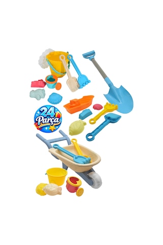 Waldern Toys Lux 24 Parça El Arabası Gemi Büyük Orta Boy Kova Kürek Takımı Plaj Seti