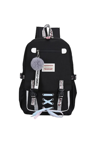 Aromee Kız Çocuk Sırt Çantası, Okul, Ortaokul, Usb Şarj Bağlantı - Siyah Bir