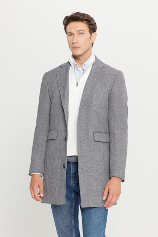 AC&Co / Altınyıldız Classics Erkek Antrasıt Standart Fit Normal Kesim Mono Yaka Desenli Kapak Cepli Palto Antrasit