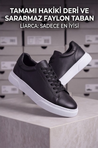 Liarca Ghostwood - Hakiki Deri Sararmaz Faylon Taban Siyah Beyaz Erkek Sneaker Ayakkabı Siyah - Beyaz