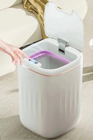 Temassız Sensörlü 20 Litre Çöp Kovası Uv Işıklı Koku Geçirmez Mutfak Banyo Kullanımı Rekli