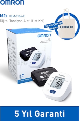 Omron M2+ Hem-7146-e 30 Hafızalı Geniş Manşetli Dijital Tansiyon Aleti + Taşıma Çantası Hediyeli
