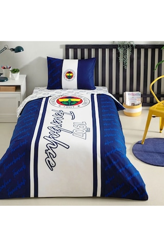Fenerbahçe 1907 Glow Tek Kişilik 120x200 Lastikli Çarşaflı Nevresim Takımı Sarı - Lacivert
