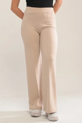 Ahves Çımalı İspanyol Paça Pantolon 1590 - Bej Bej