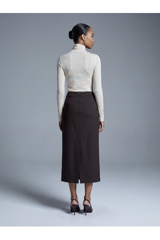 Dilvin 81085 Kemerli Midi Etek-kahve