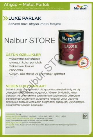 Marshall Luxe Parlak Yağlı Boya-3.75Lt=5Kg Beyaz-Ahşap-Demir-Plas