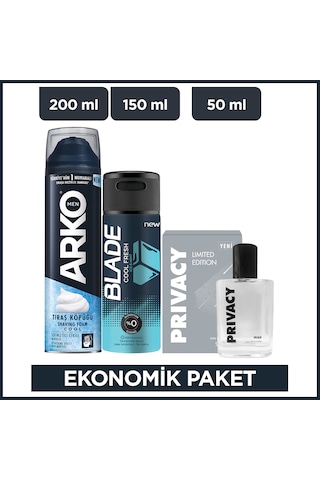 Arko Men Cool Tıraş Köpüğü+privacy Men Limited Edition Edt Parfüm+blade Cool Fresh Erkek Deodorant