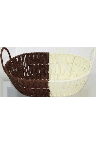 Hasır Oval Ekmek Sepeti Kahve - Krem