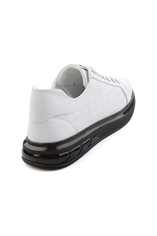 Beyaz Baskılı Hakiki Deri Erkek Sneaker E01080221143 Beyaz