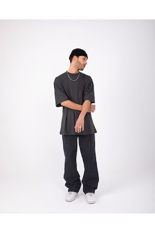 Atelier Oversize Basic Antrasit Renkli Baggy Bol Jean Relaxed Pantolon-Erkek Antrasit