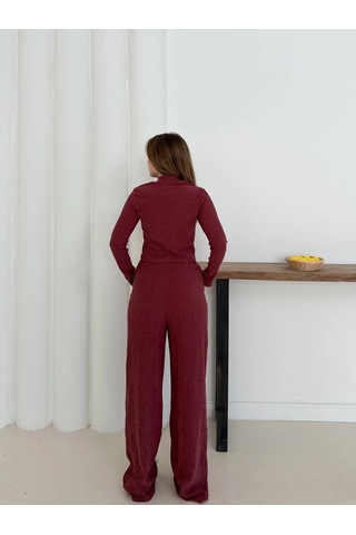 By Mop Balıkçı Yaka Örme Takım Bordo St265865 Bordo